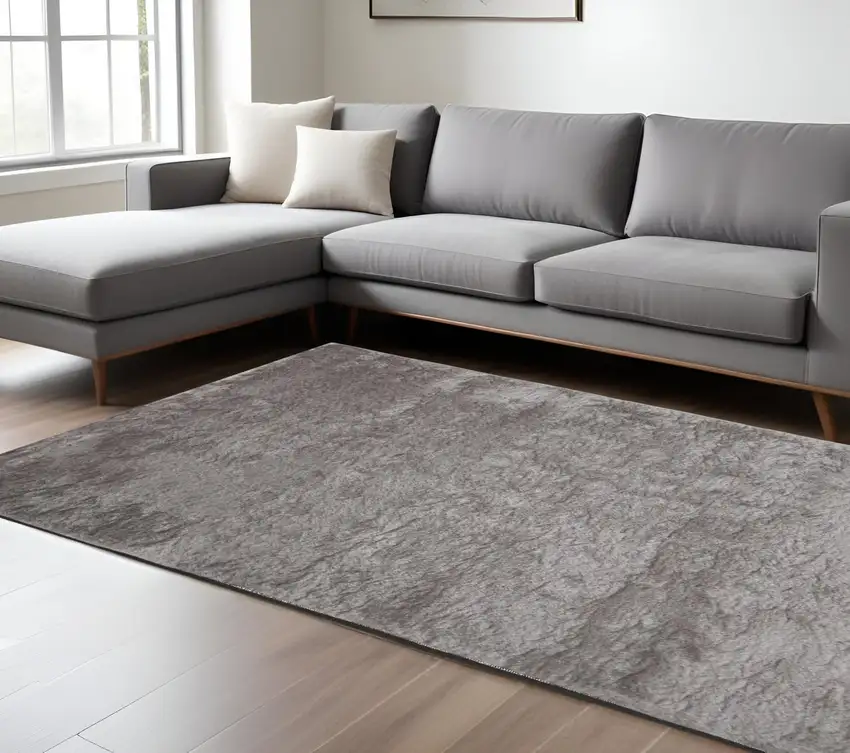 Gray Shag Hand Tufted Area Rug Photo 1