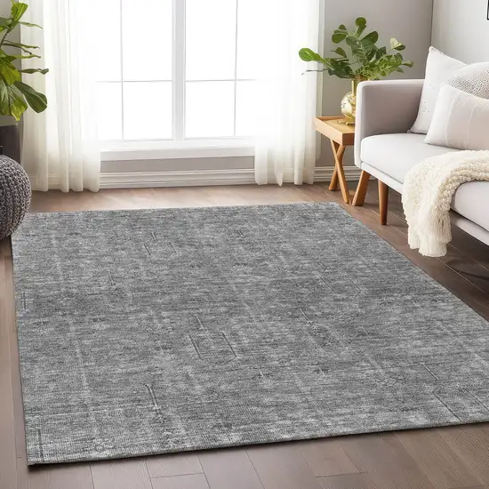 Gray And Silver Southwestern Washable Area Rug With UV Protection Photo 6