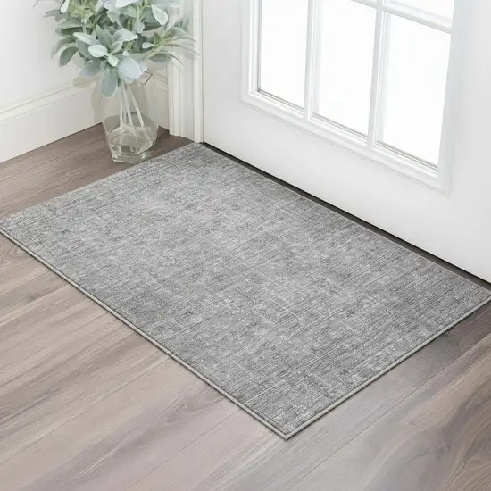 Gray And Silver Southwestern Washable Area Rug With UV Protection Photo 2