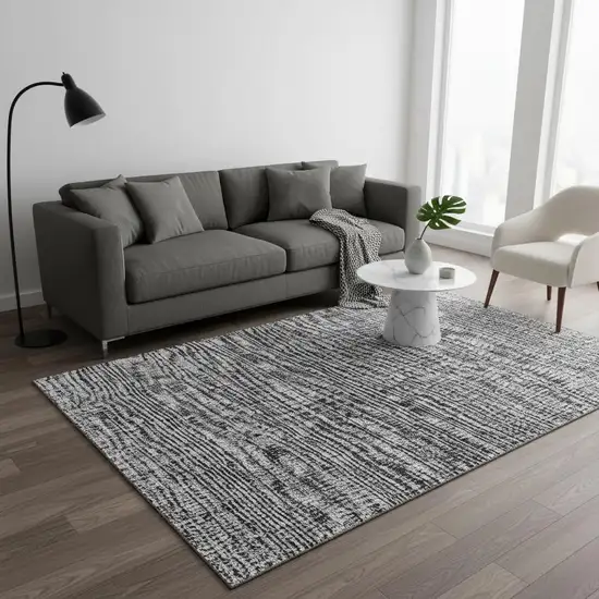 Gray And Silver Southwestern Washable Area Rug With UV Protection Photo 2