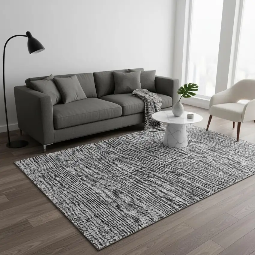 Gray And Silver Southwestern Washable Area Rug With UV Protection Photo 2