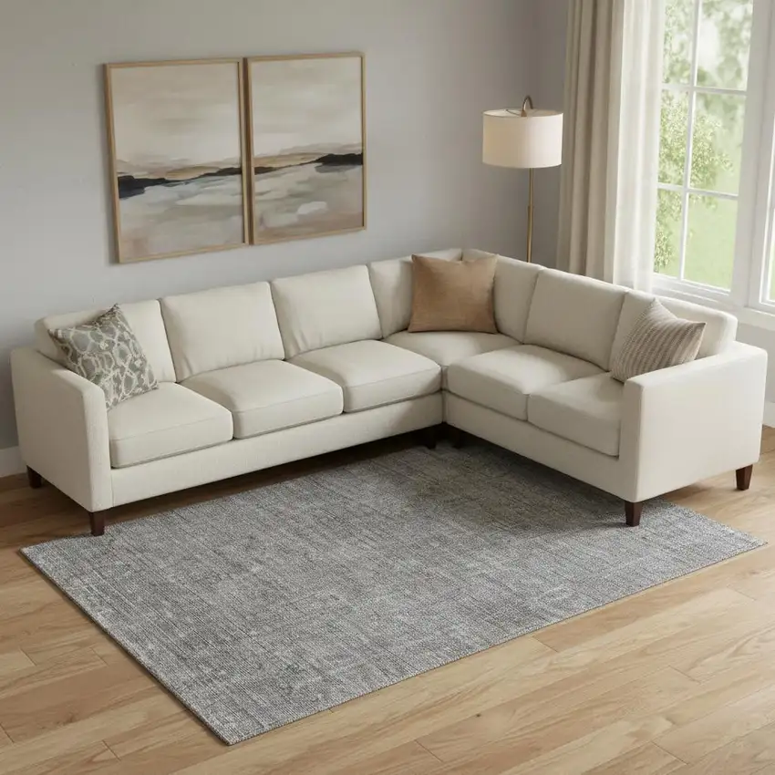 Gray And Silver Southwestern Washable Area Rug With UV Protection Photo 1