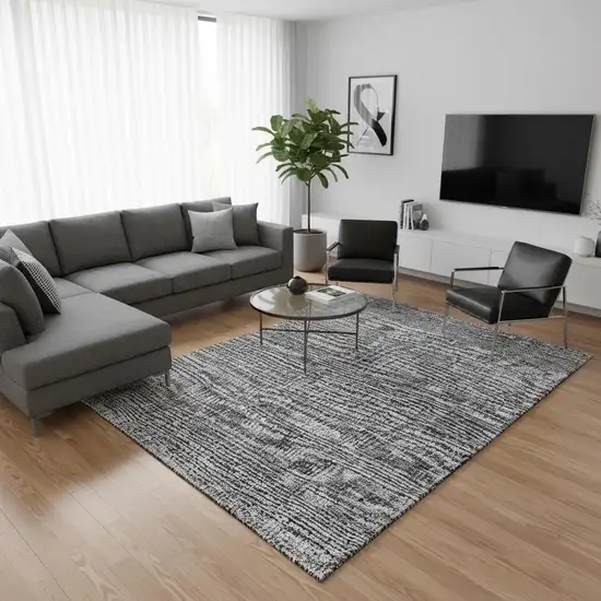 Gray And Silver Southwestern Washable Area Rug With UV Protection Photo 2