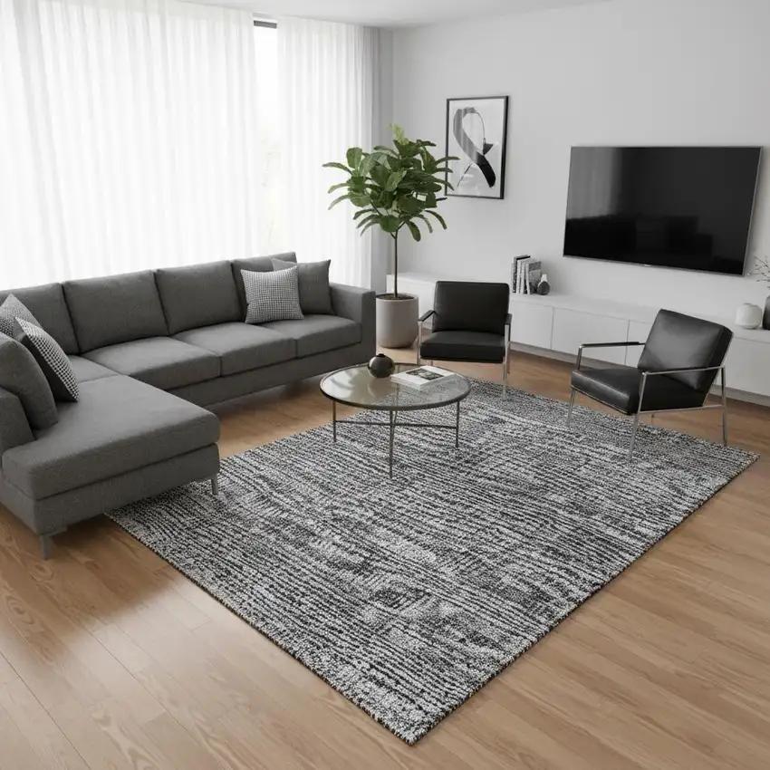 Gray And Silver Southwestern Washable Area Rug With UV Protection Photo 2