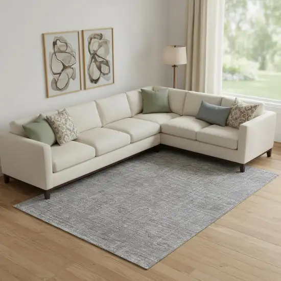 Gray And Silver Southwestern Washable Area Rug With UV Protection Photo 1