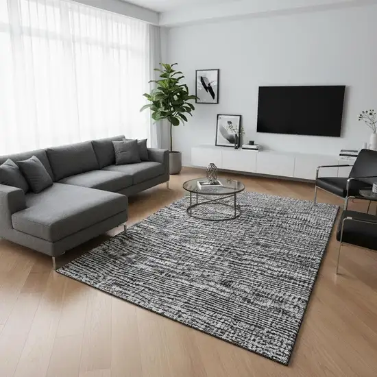 Gray And Silver Southwestern Washable Area Rug With UV Protection Photo 2