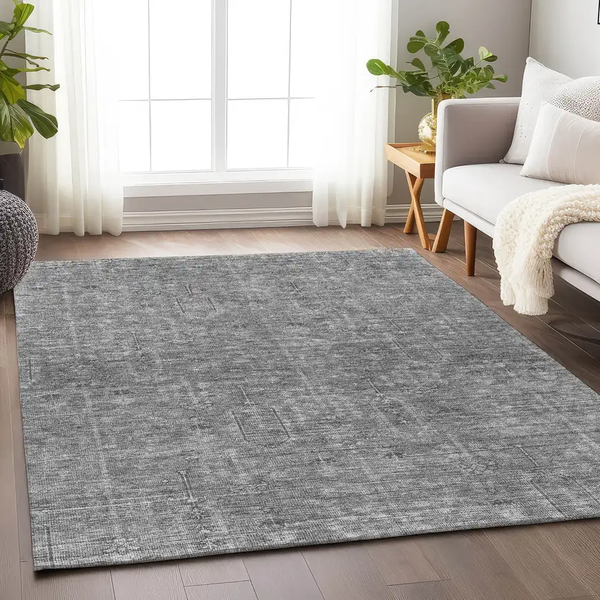 Gray And Silver Southwestern Washable Area Rug With UV Protection Photo 6