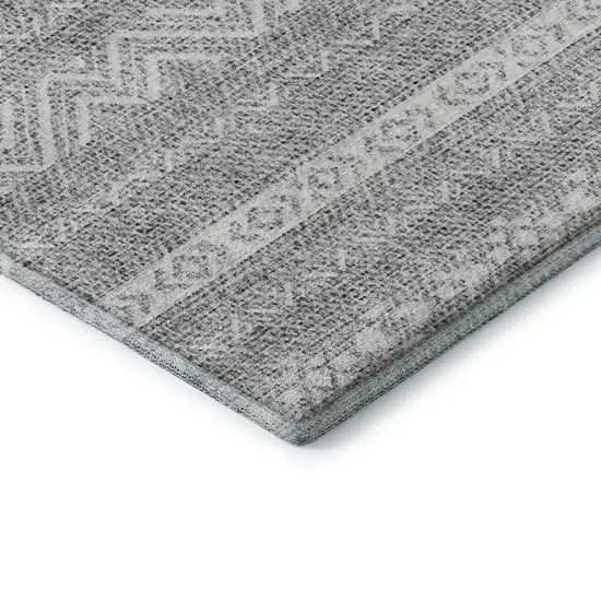 Gray And Silver Southwestern Washable Area Rug With UV Protection Photo 8