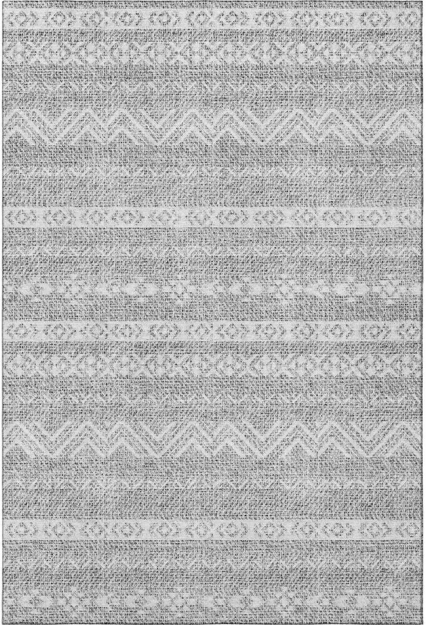 Gray And Silver Southwestern Washable Area Rug With UV Protection Photo 4