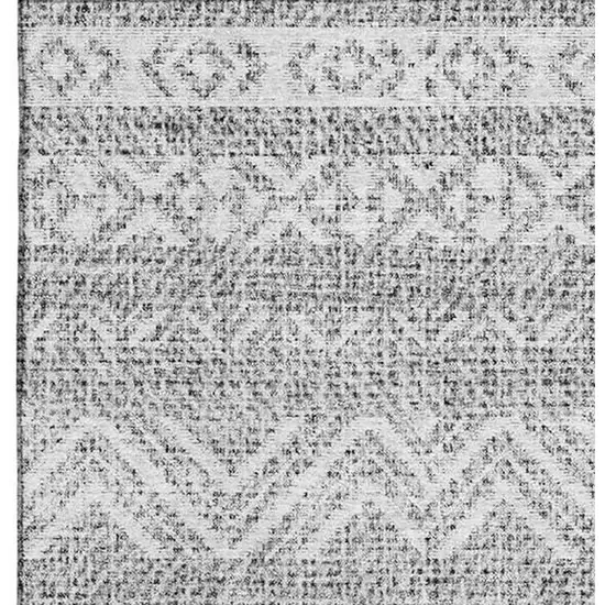 Gray And Silver Southwestern Washable Area Rug With UV Protection Photo 3