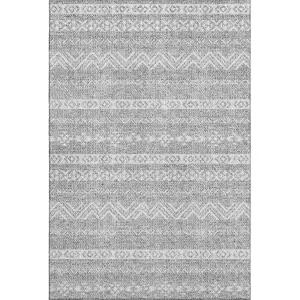 Photo of Gray And Silver Southwestern Washable Area Rug With UV Protection