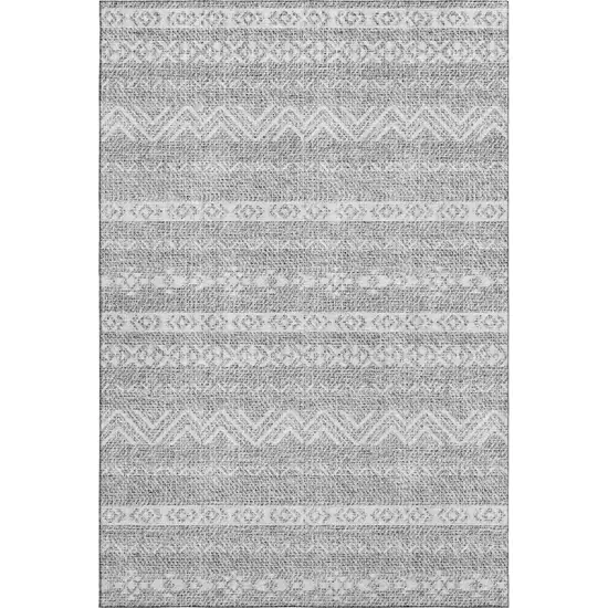 Gray And Silver Southwestern Washable Area Rug With UV Protection Photo 1