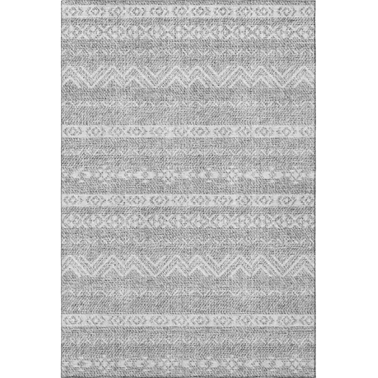 Gray And Silver Southwestern Washable Area Rug With UV Protection Photo 3