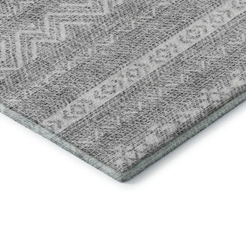 Gray And Silver Southwestern Washable Area Rug With UV Protection Photo 8
