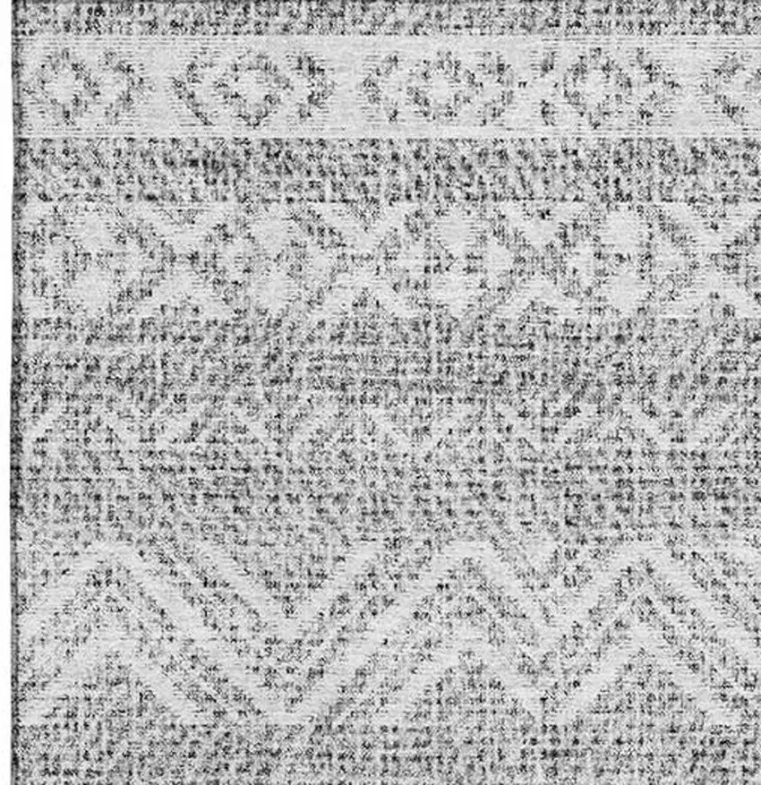 Gray And Silver Southwestern Washable Area Rug With UV Protection Photo 4