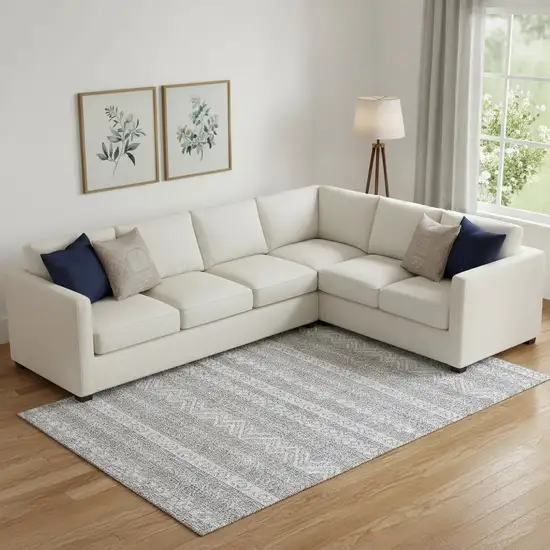 Gray And Silver Southwestern Washable Area Rug With UV Protection Photo 1