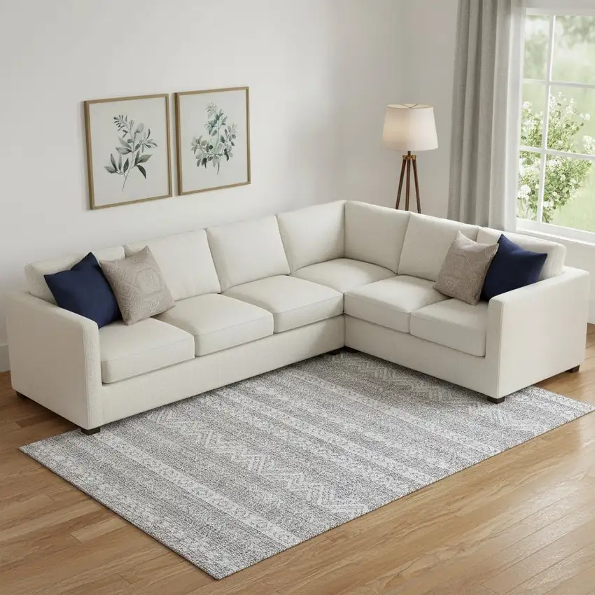 Gray And Silver Southwestern Washable Area Rug With UV Protection Photo 1