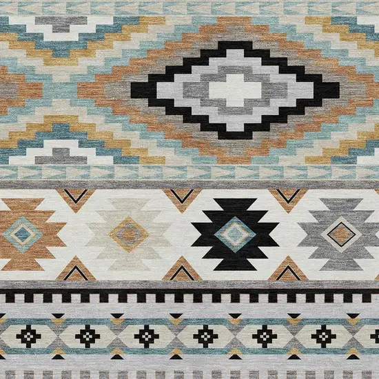 Gray And Silver Southwestern Washable Indoor Outdoor Area Rug Photo 2