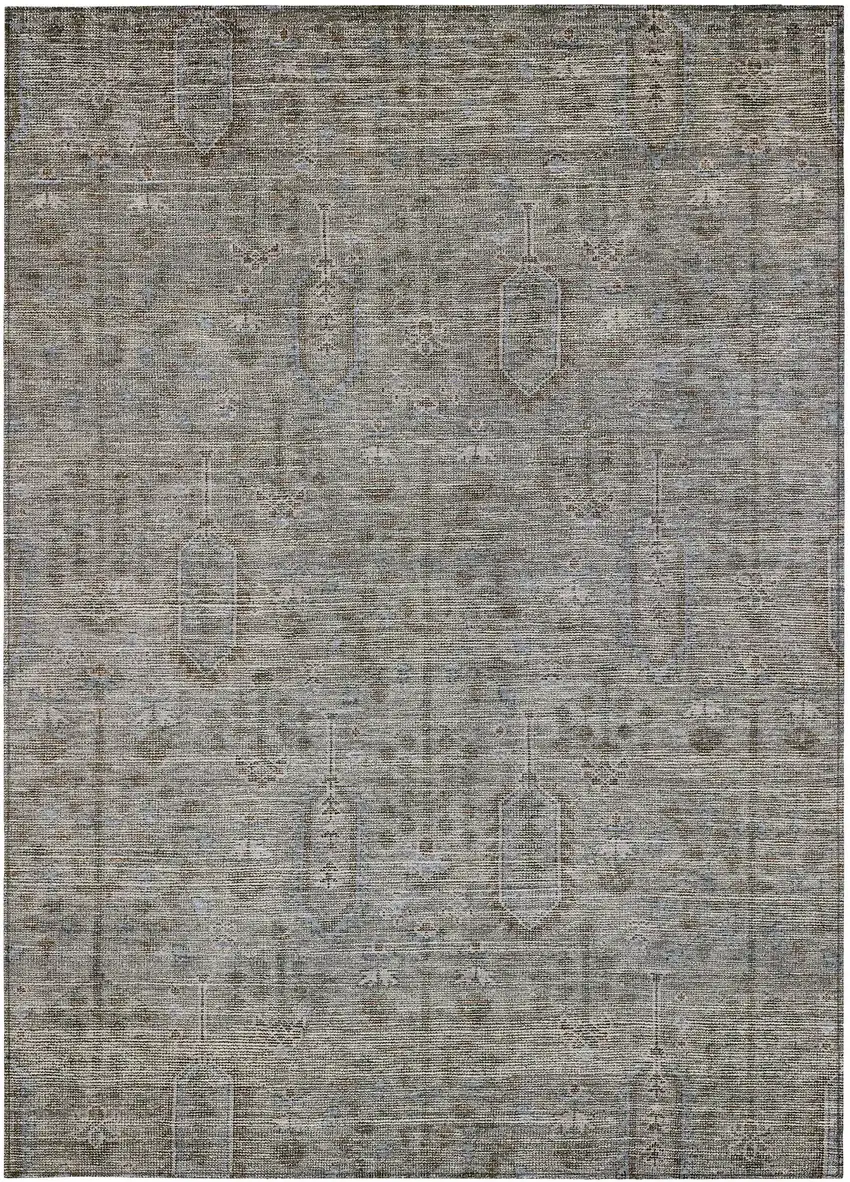 Gray And Silver Southwestern Washable Indoor Outdoor Area Rug Photo 6