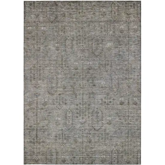 Gray And Silver Southwestern Washable Indoor Outdoor Area Rug Photo 6