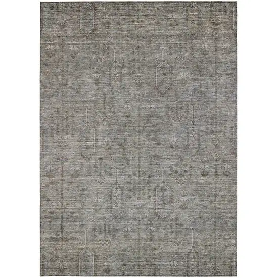 Gray And Silver Southwestern Washable Indoor Outdoor Area Rug Photo 6