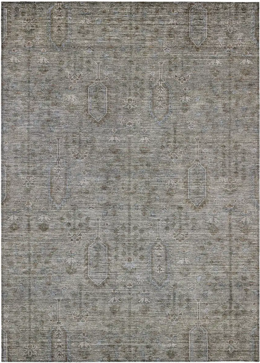 Gray And Silver Southwestern Washable Indoor Outdoor Area Rug Photo 2