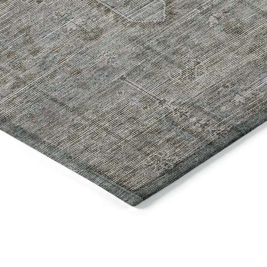 Gray And Silver Southwestern Washable Indoor Outdoor Area Rug Photo 4