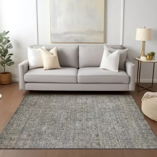 Gray And Silver Southwestern Washable Indoor Outdoor Area Rug Photo 9