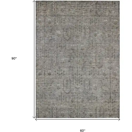 Gray And Silver Southwestern Washable Indoor Outdoor Area Rug Photo 3