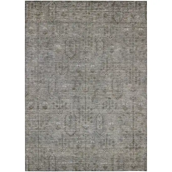 Gray And Silver Southwestern Washable Indoor Outdoor Area Rug Photo 2