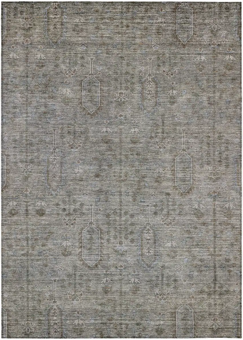 Gray And Silver Southwestern Washable Indoor Outdoor Area Rug Photo 2