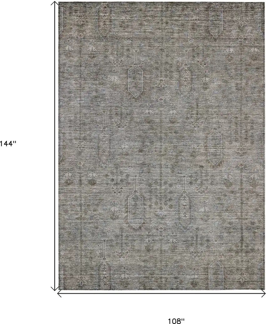 Gray And Silver Southwestern Washable Indoor Outdoor Area Rug Photo 3