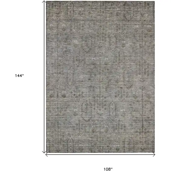 Gray And Silver Southwestern Washable Indoor Outdoor Area Rug Photo 3