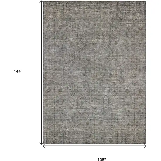 Gray And Silver Southwestern Washable Indoor Outdoor Area Rug Photo 3