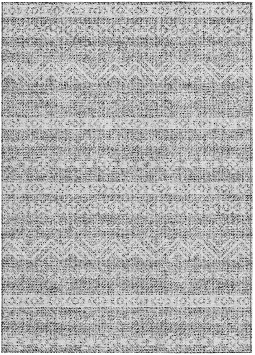 Gray And Silver Southwestern Washable Indoor Outdoor Area Rug Photo 5