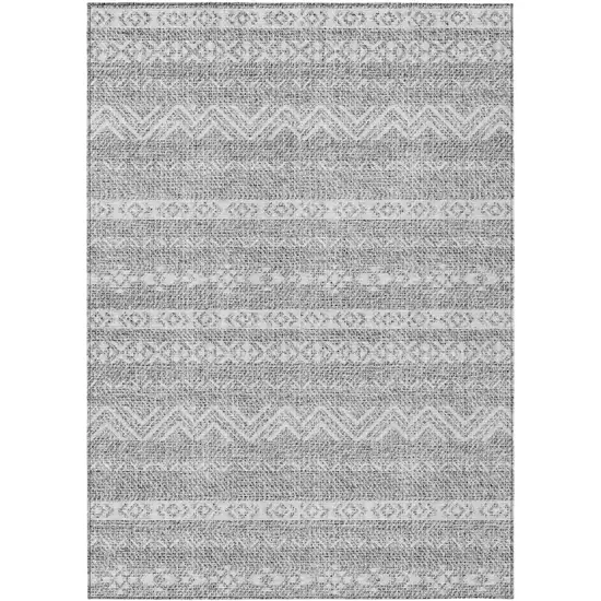 Gray And Silver Southwestern Washable Indoor Outdoor Area Rug Photo 2