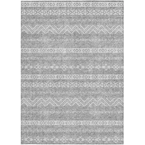 Gray And Silver Southwestern Washable Indoor Outdoor Area Rug Photo 6