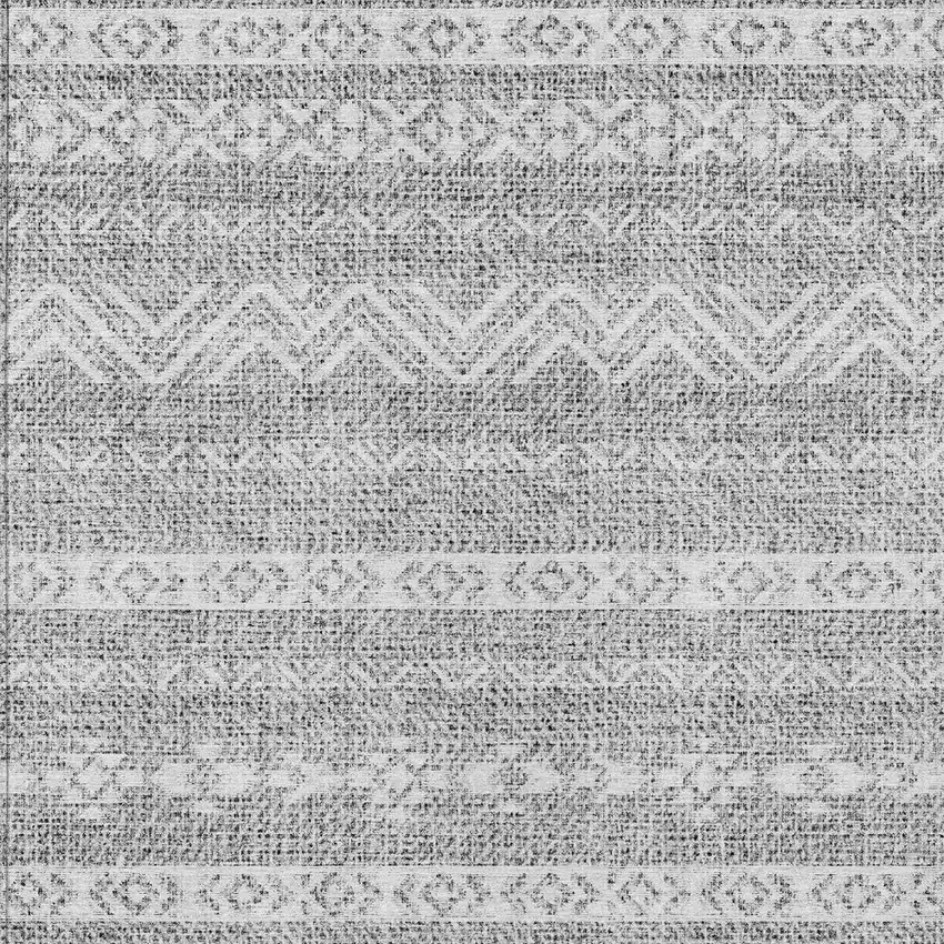 Gray And Silver Southwestern Washable Indoor Outdoor Area Rug Photo 5