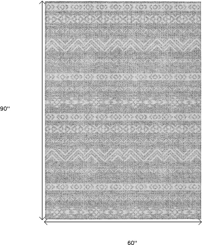 Gray And Silver Southwestern Washable Indoor Outdoor Area Rug Photo 3