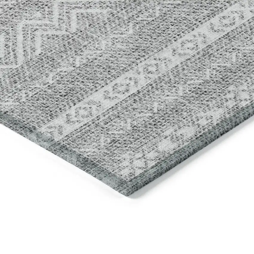Gray And Silver Southwestern Washable Indoor Outdoor Area Rug Photo 4