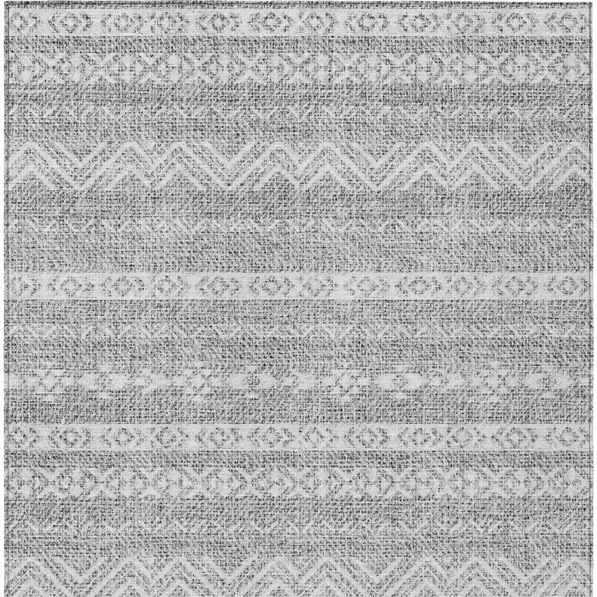 Gray And Silver Southwestern Washable Indoor Outdoor Area Rug Photo 6