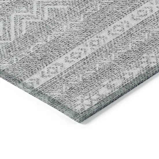Gray And Silver Southwestern Washable Indoor Outdoor Area Rug Photo 4