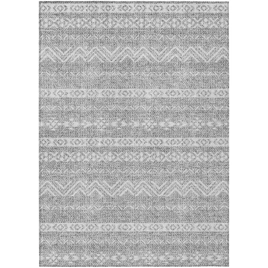 Gray And Silver Southwestern Washable Indoor Outdoor Area Rug Photo 2