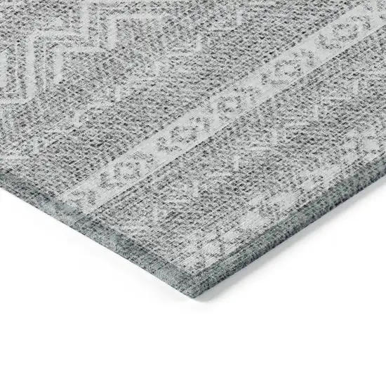 Gray And Silver Southwestern Washable Indoor Outdoor Area Rug Photo 4