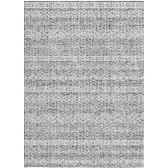 Gray And Silver Southwestern Washable Indoor Outdoor Area Rug Photo 6