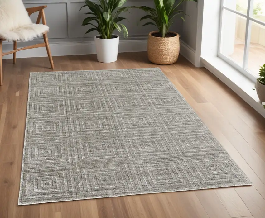 Gray Striped Hand Woven Area Rug Photo 1
