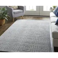 Photo of Gray And Silver Striped Hand Woven Area Rug