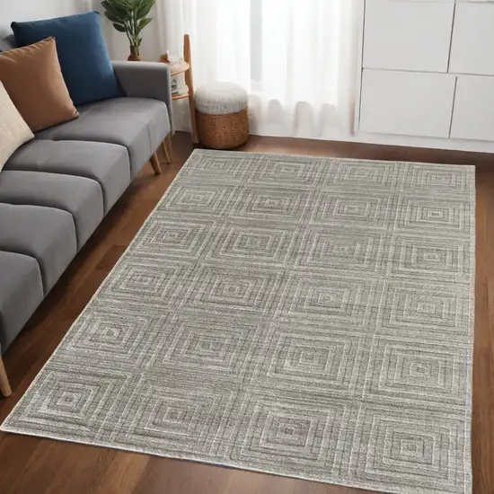 Gray And Silver Striped Hand Woven Area Rug Photo 1