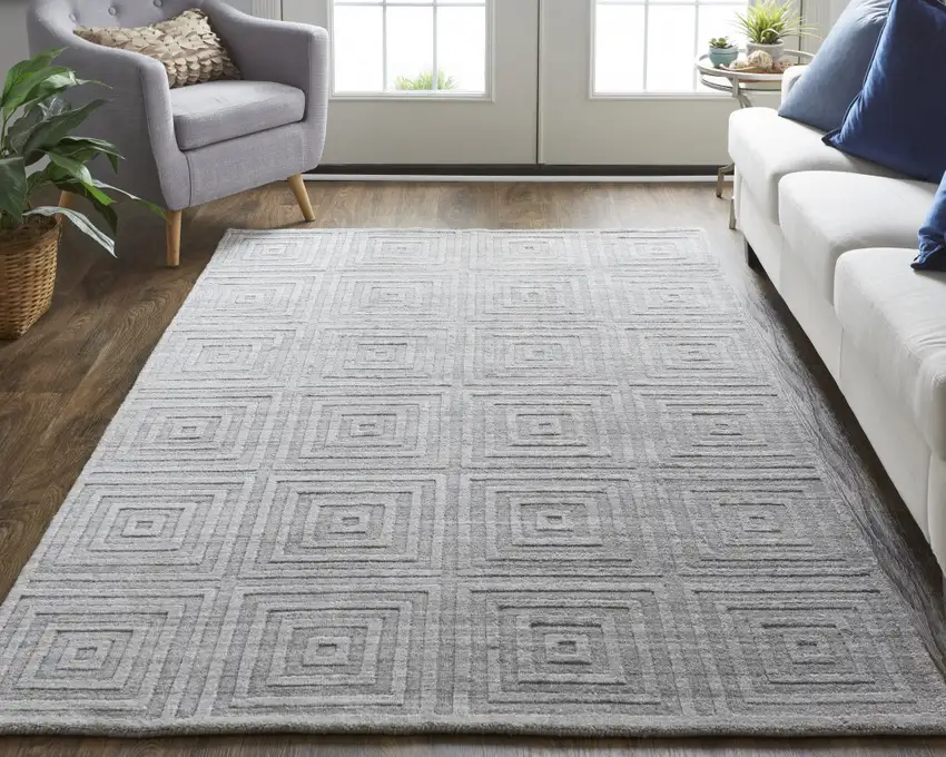 Gray And Silver Striped Hand Woven Area Rug Photo 6