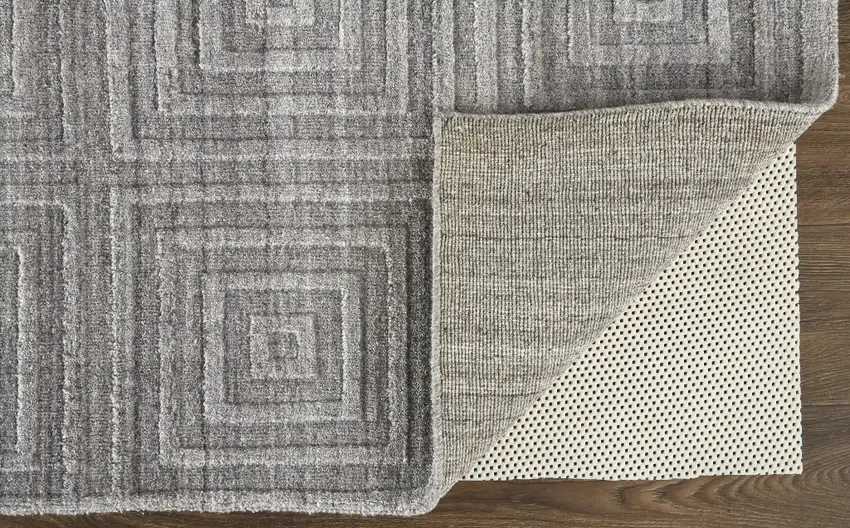 Gray And Silver Striped Hand Woven Area Rug Photo 4